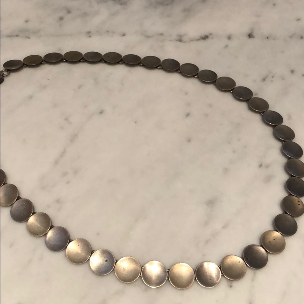 Pounded silver link necklace - Picture 2 of 2